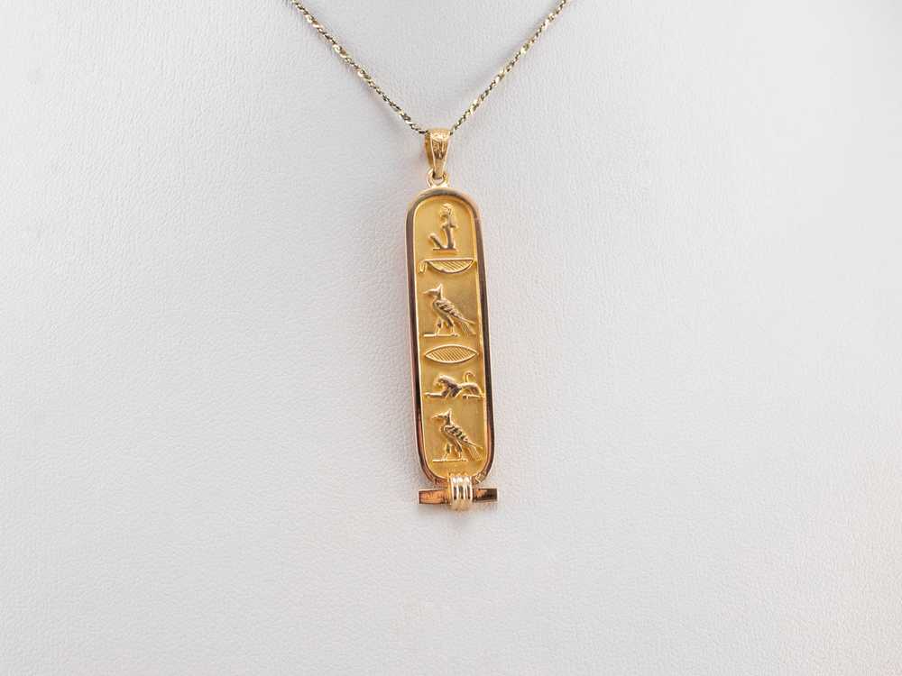 18K Gold Egyptian Hieroglyphics Pendant - image 9