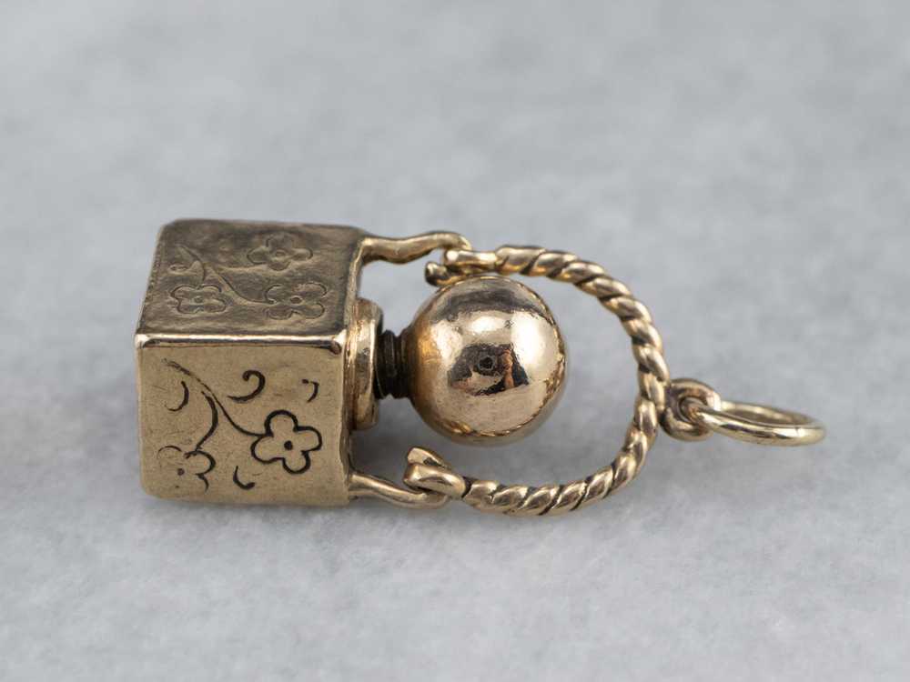 Vintage Gold Perfume Charm Pendant - image 2