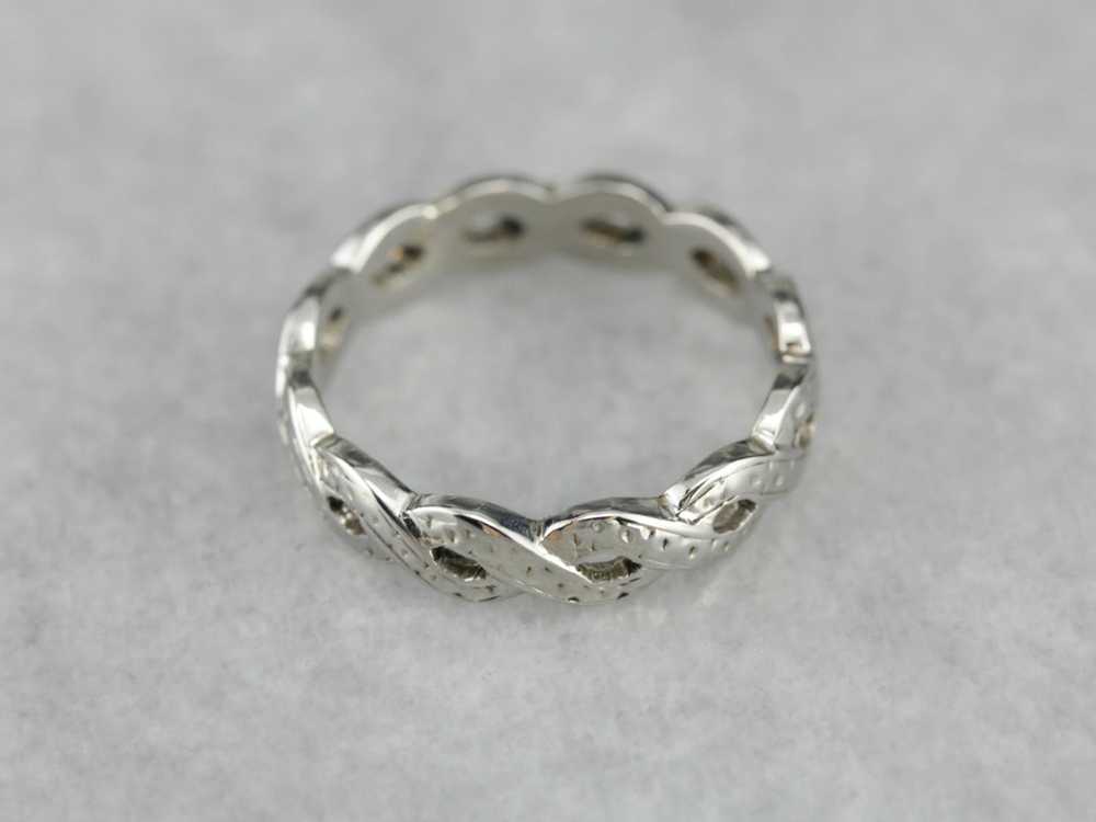 Twisted White Gold Decorative Wedding Band - image 2