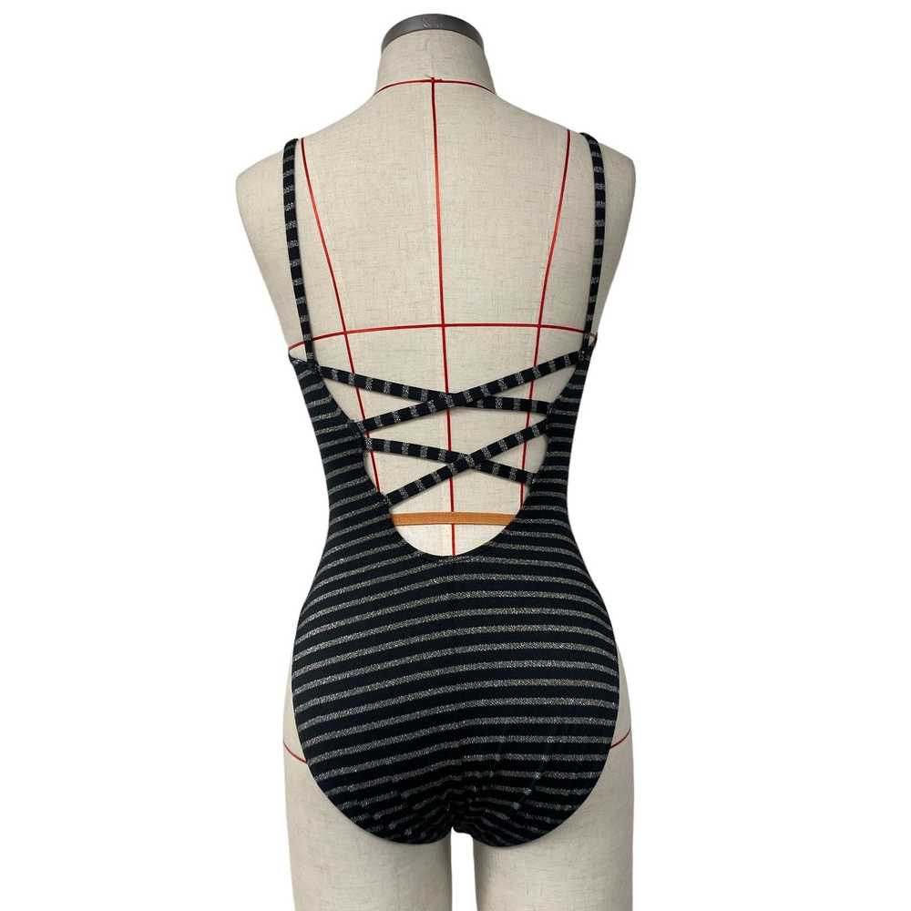 Vintage Vintage Coral Key Black Striped One Piece… - image 4