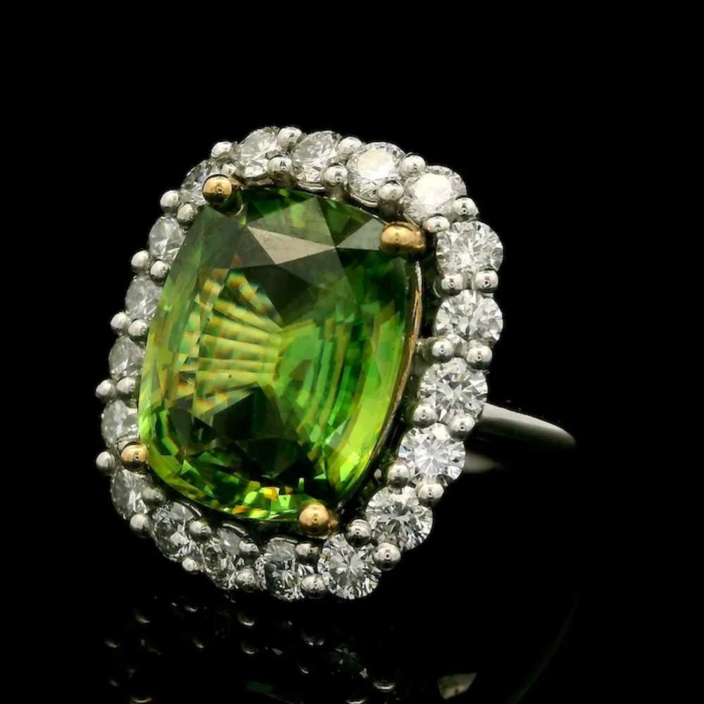 New Plat & 18k Gold GIA 10.46ctw Cushion Sphene a… - image 6