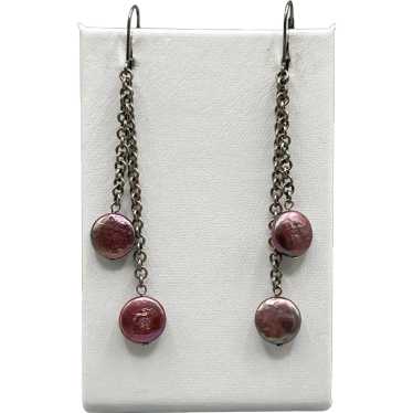 Sterling & Pearl Dangles Genuine Cultivate Lentil… - image 1