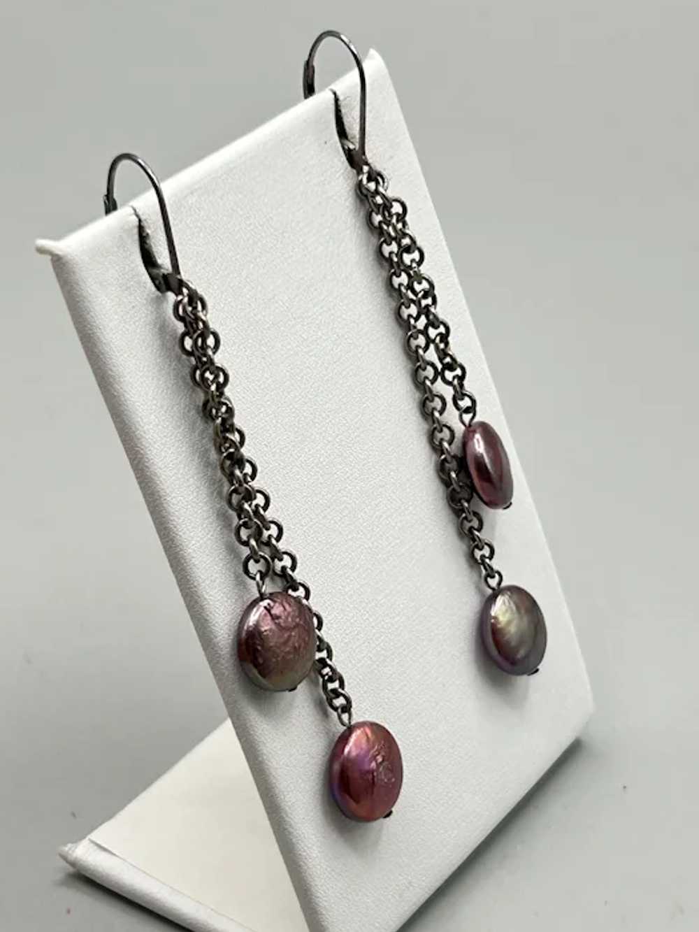 Sterling & Pearl Dangles Genuine Cultivate Lentil… - image 3