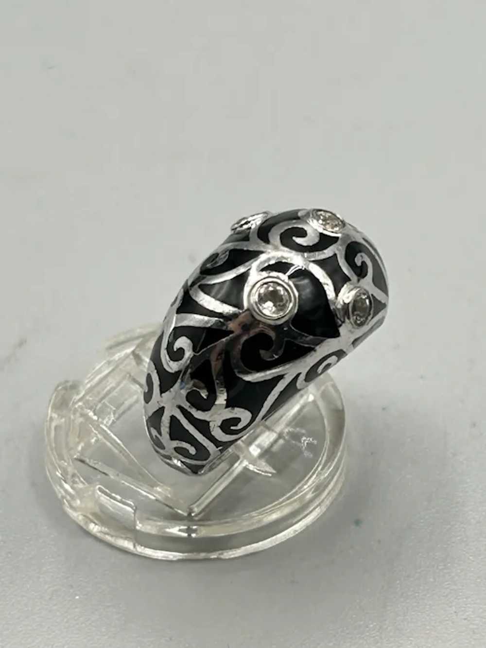 Angelique De Paris Black Ring Size 6.5 Sterling S… - image 2