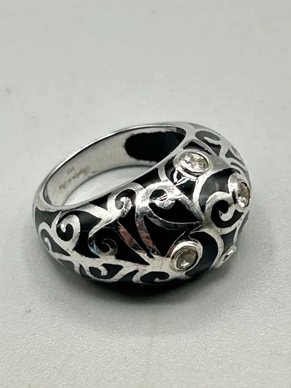 Angelique De Paris Black Ring Size 6.5 Sterling S… - image 6