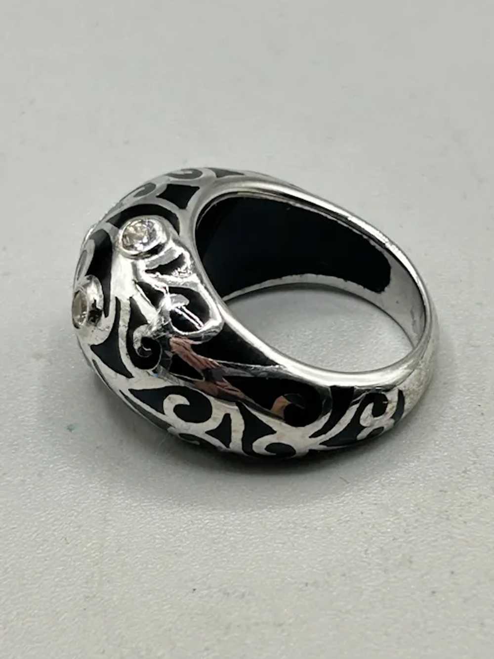 Angelique De Paris Black Ring Size 6.5 Sterling S… - image 7