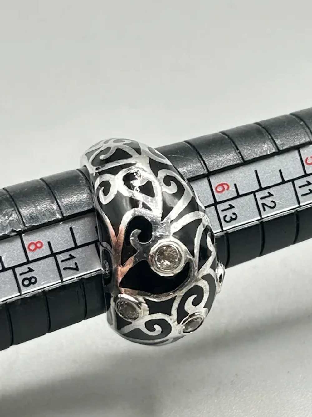 Angelique De Paris Black Ring Size 6.5 Sterling S… - image 9