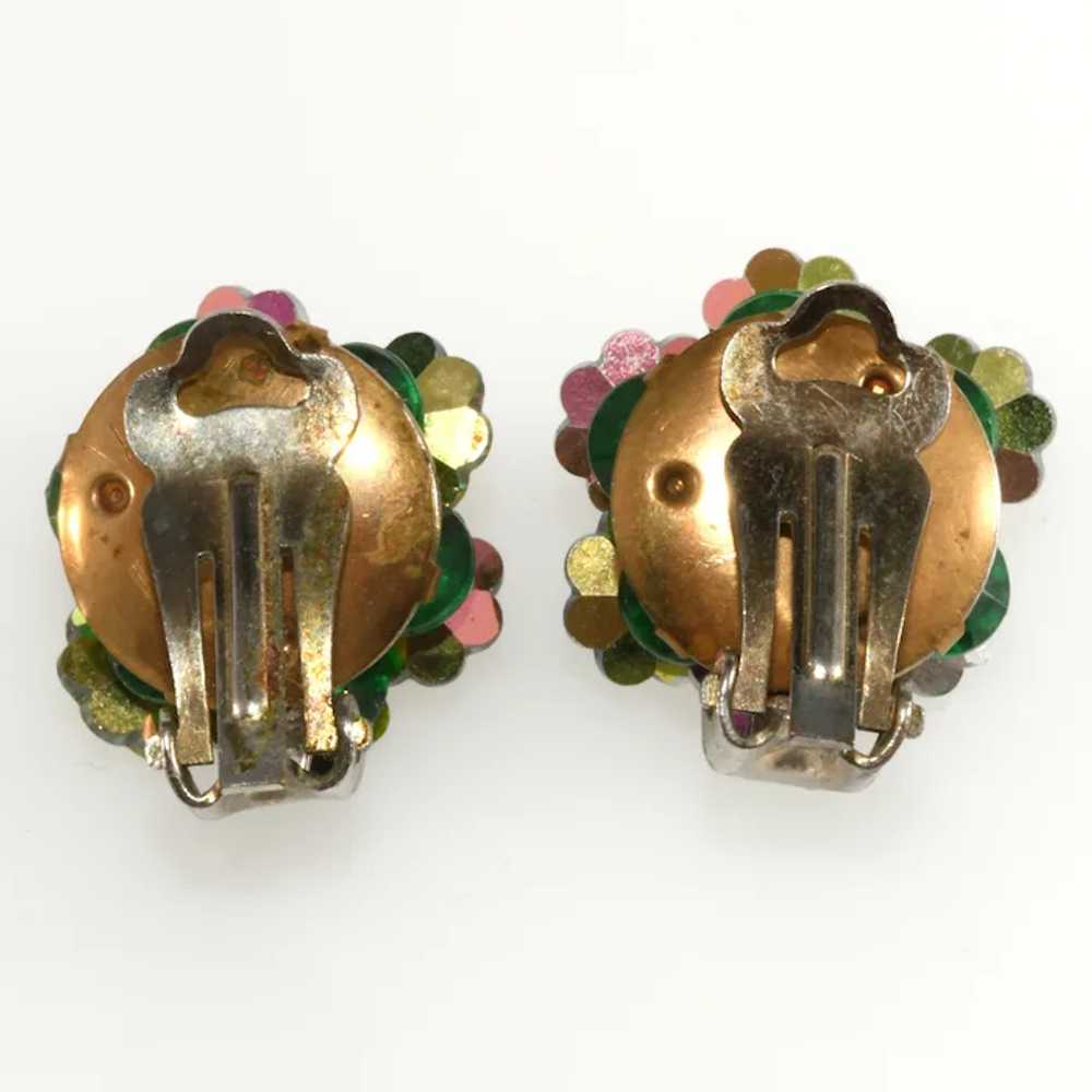 Vintage Clip Earrings Watermelon Margarita Stones… - image 3