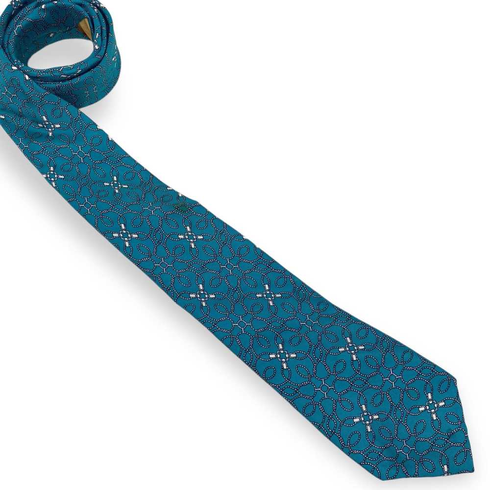 S.T. Dupont S.T. DUPONT Blue Silk Geometric Print… - image 1