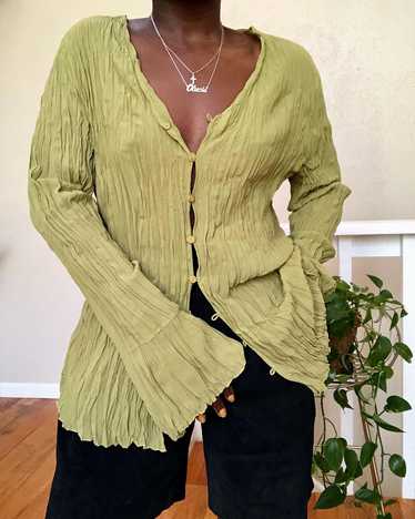 avocado pleated blouse - image 1