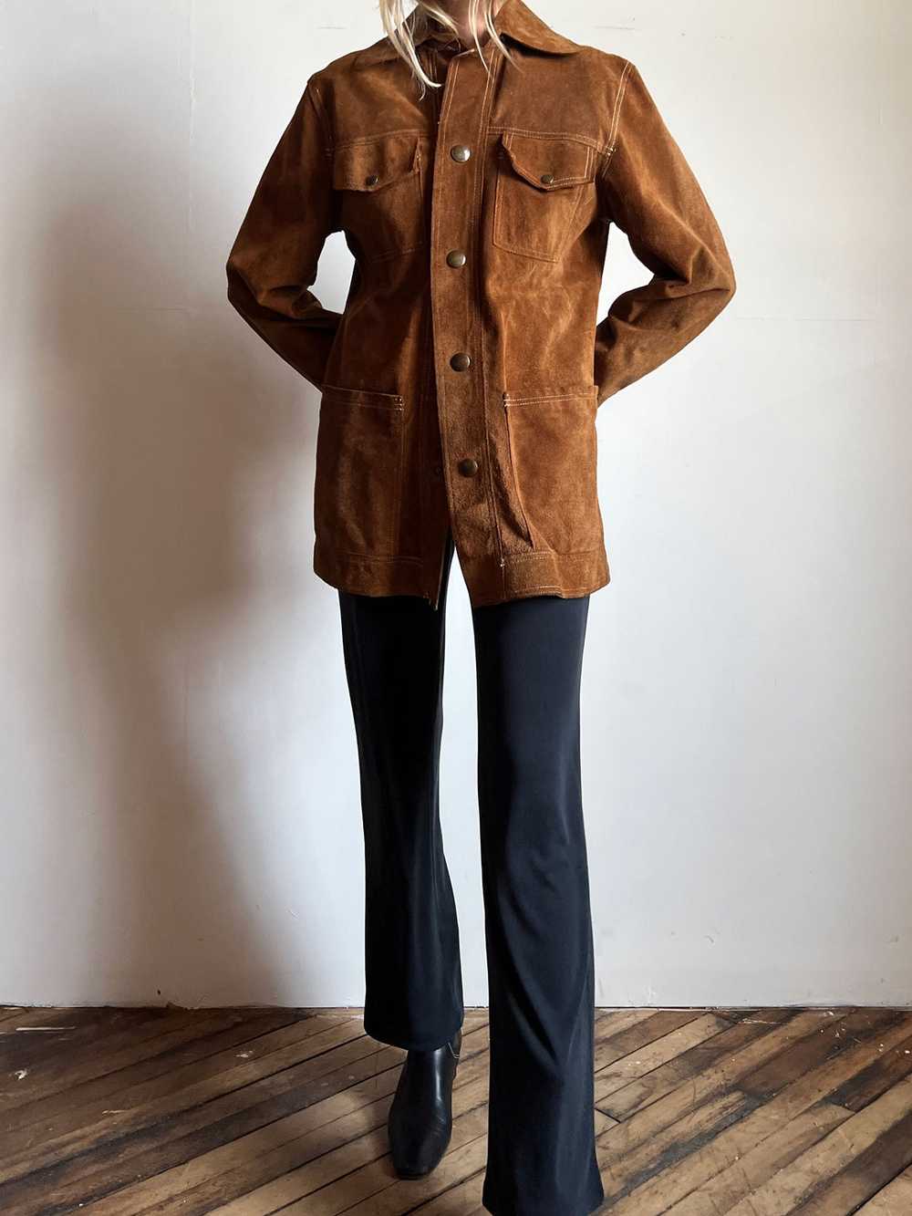 Vintage 1960's - 1970's Suede Snap Button Jacket - image 3