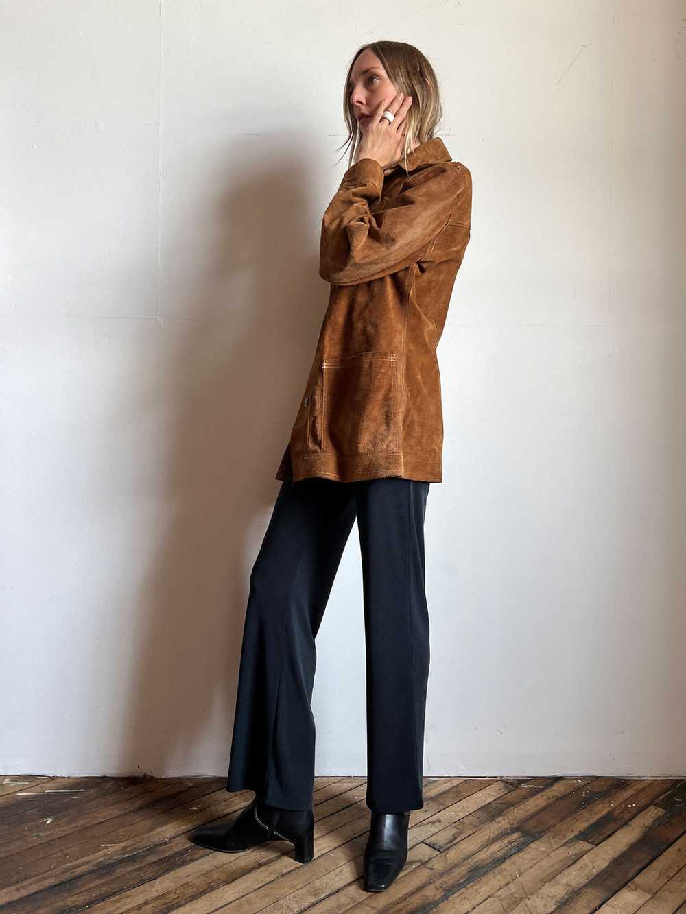 Vintage 1960's - 1970's Suede Snap Button Jacket - image 4