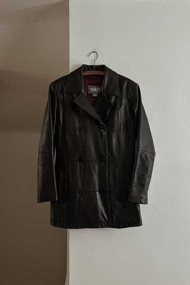 1990's BLACK LEATHER DOUBLE BREASTED JACKET | REMO