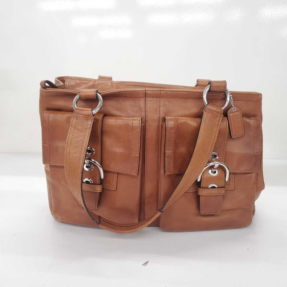 Coach Saddle Brown Leather Double Pocket Large Sh… - image 1