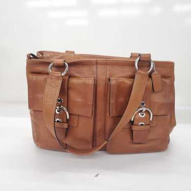 Coach Saddle Brown Leather Double Pocket Large Sh… - image 1