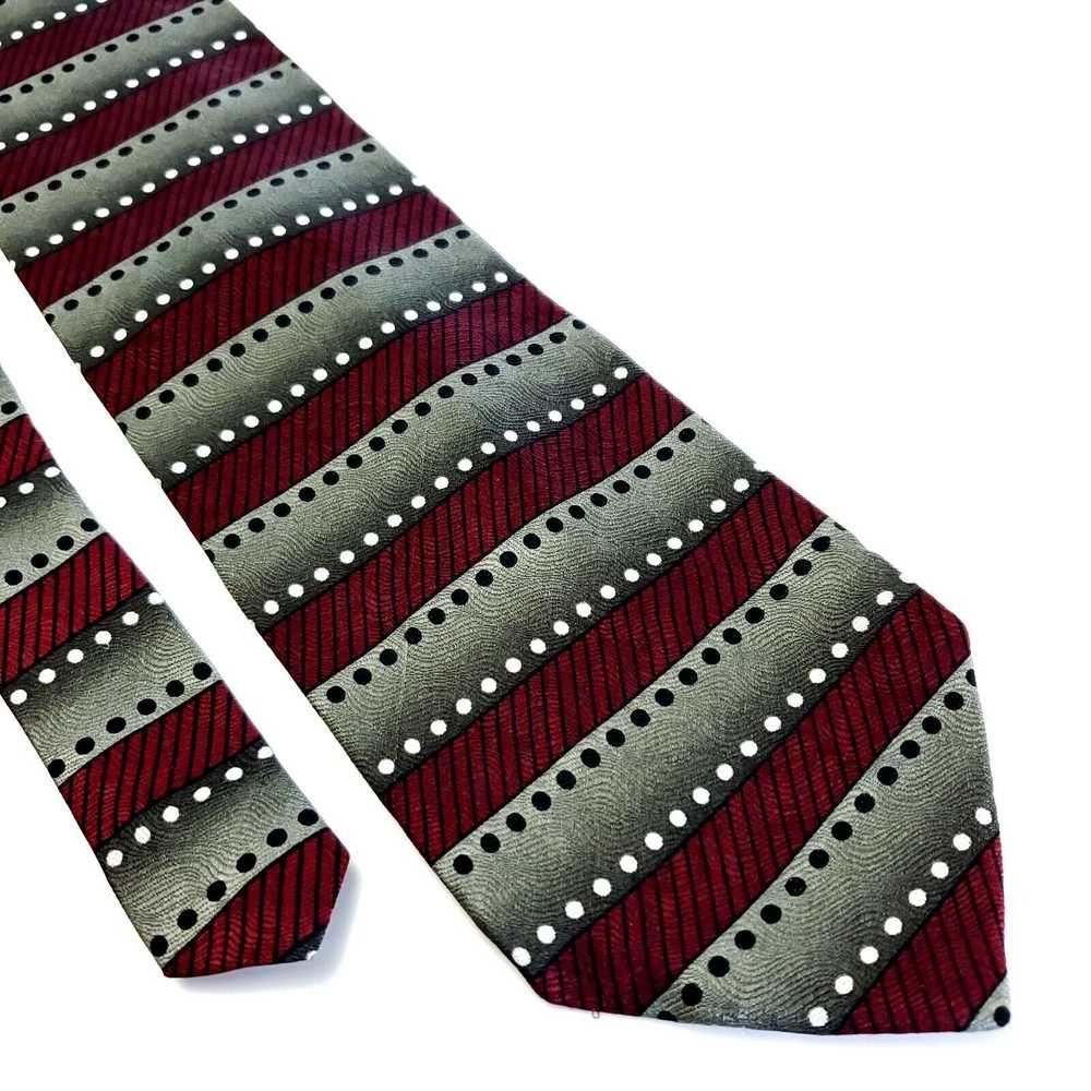 Designer Ziggurat Mulberry Neckwear Red Silver Ja… - image 1