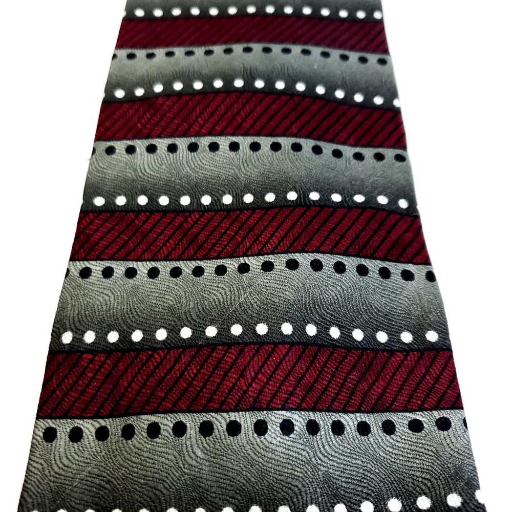 Designer Ziggurat Mulberry Neckwear Red Silver Ja… - image 2