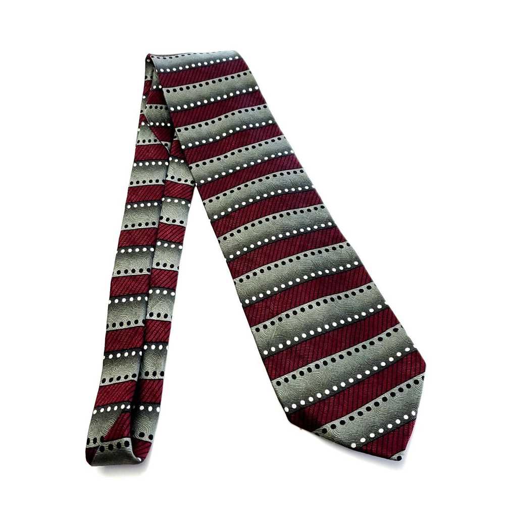 Designer Ziggurat Mulberry Neckwear Red Silver Ja… - image 6