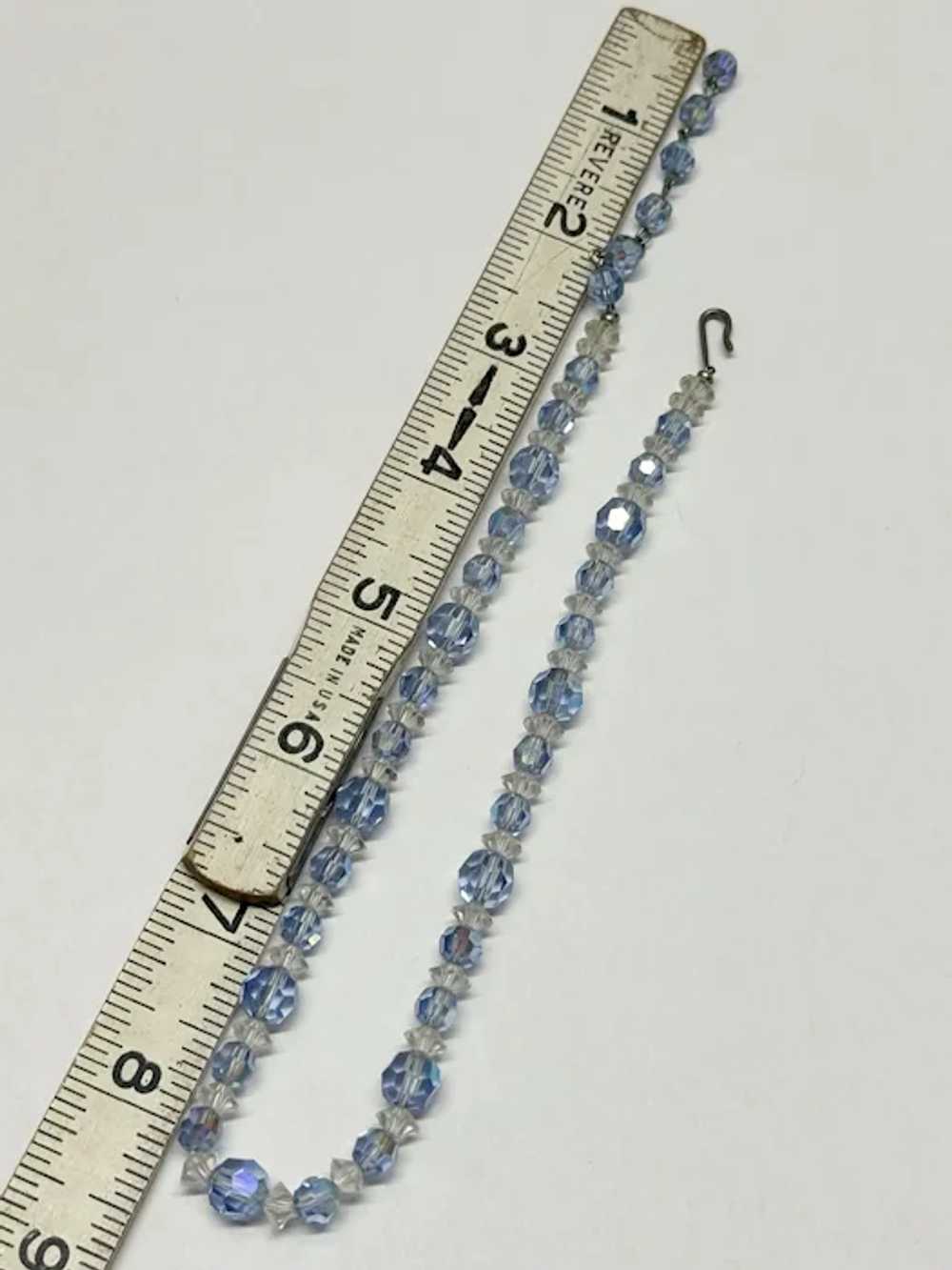 Vintage blue clear crystal beaded collar necklace - image 4