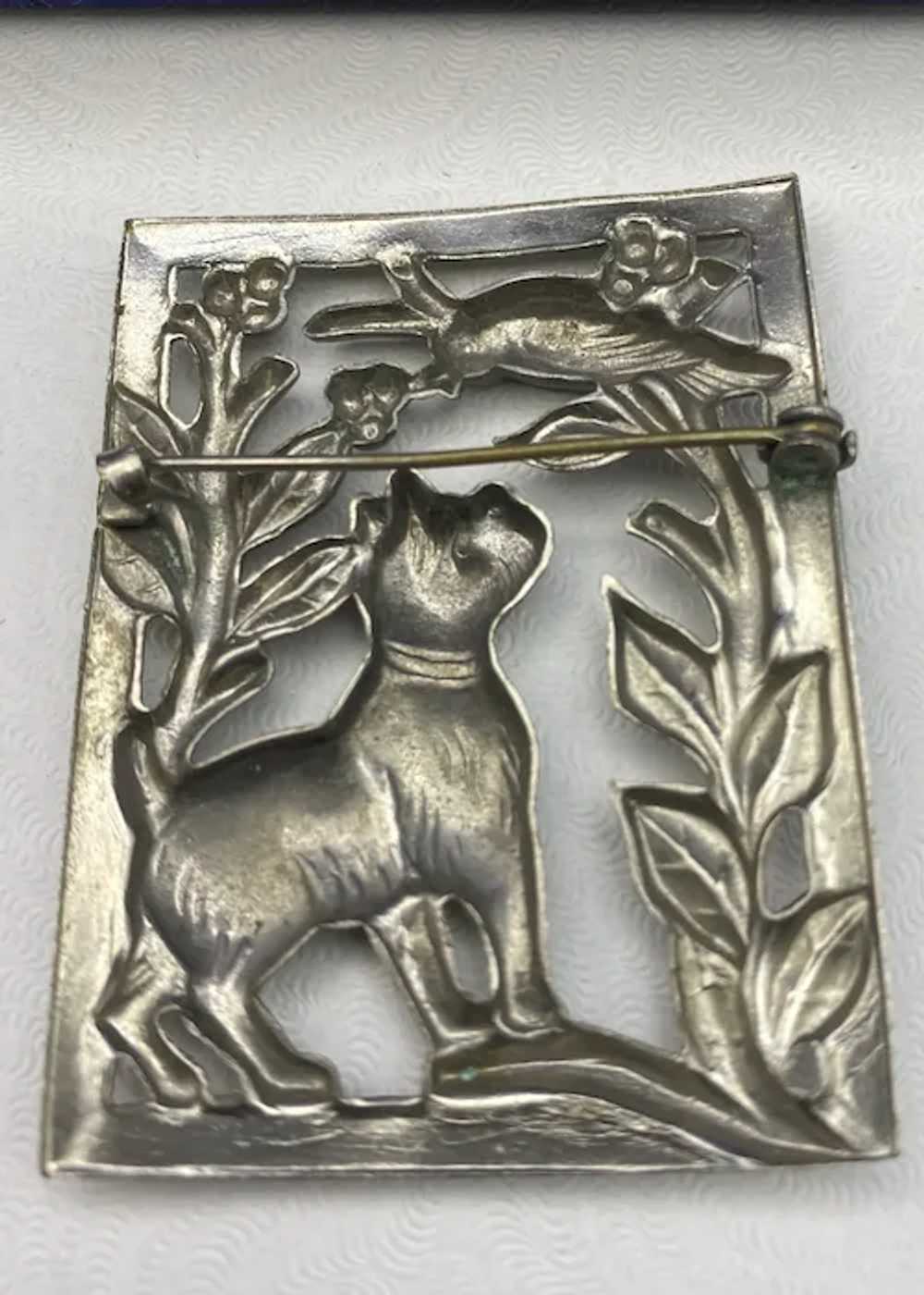 Unmarked 1940's Coro Design Sterling Cut Out Dog … - image 4