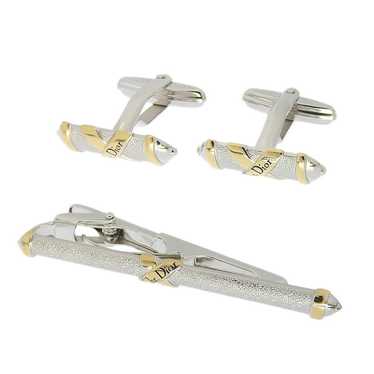 魅力の Christian Dior Case with Tone Silver Cufflinks Logo