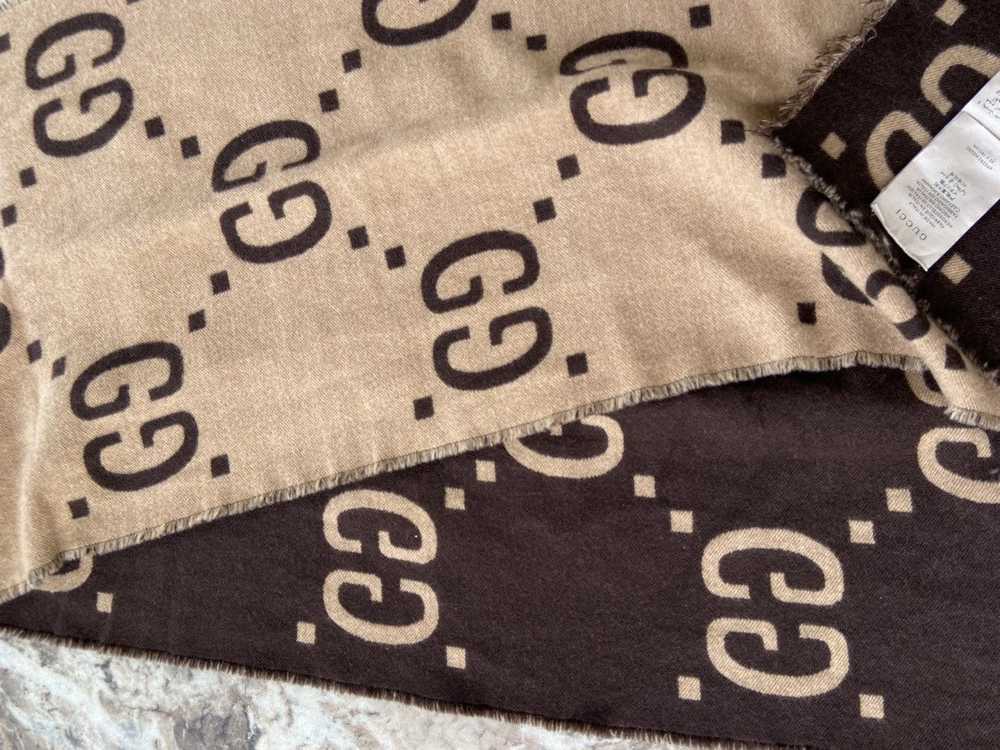 Gucci GG Jacquard Wool Scarf Brown/Beige - image 12