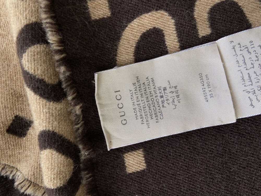 Gucci GG Jacquard Wool Scarf Brown/Beige - image 6