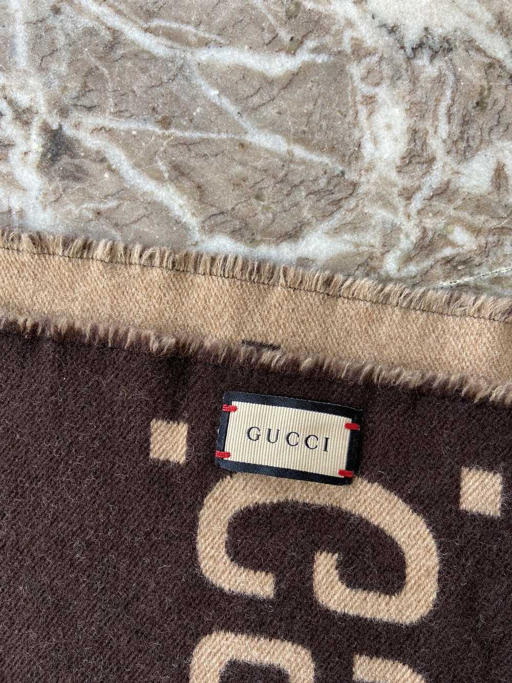 Gucci GG Jacquard Wool Scarf Brown/Beige - image 8