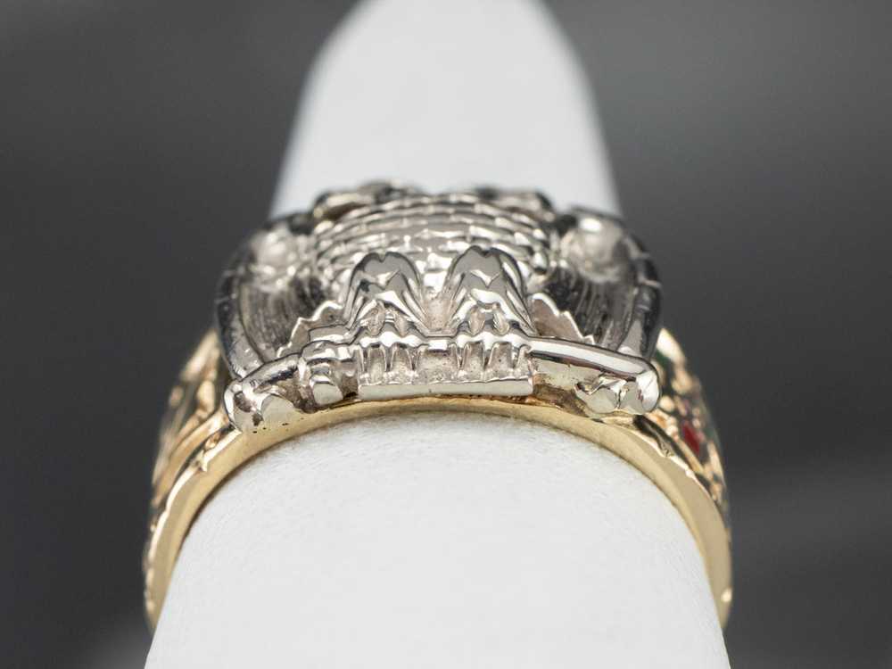 Two Tone Gold Masonic Eagle Ring - image 8