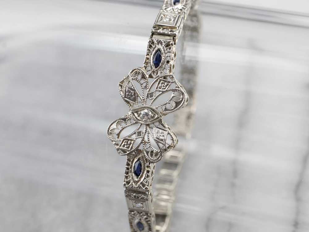 Art Deco Diamond Filigree Bow Link Bracelet - image 10