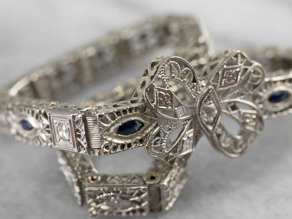 Art Deco Diamond Filigree Bow Link Bracelet - image 4