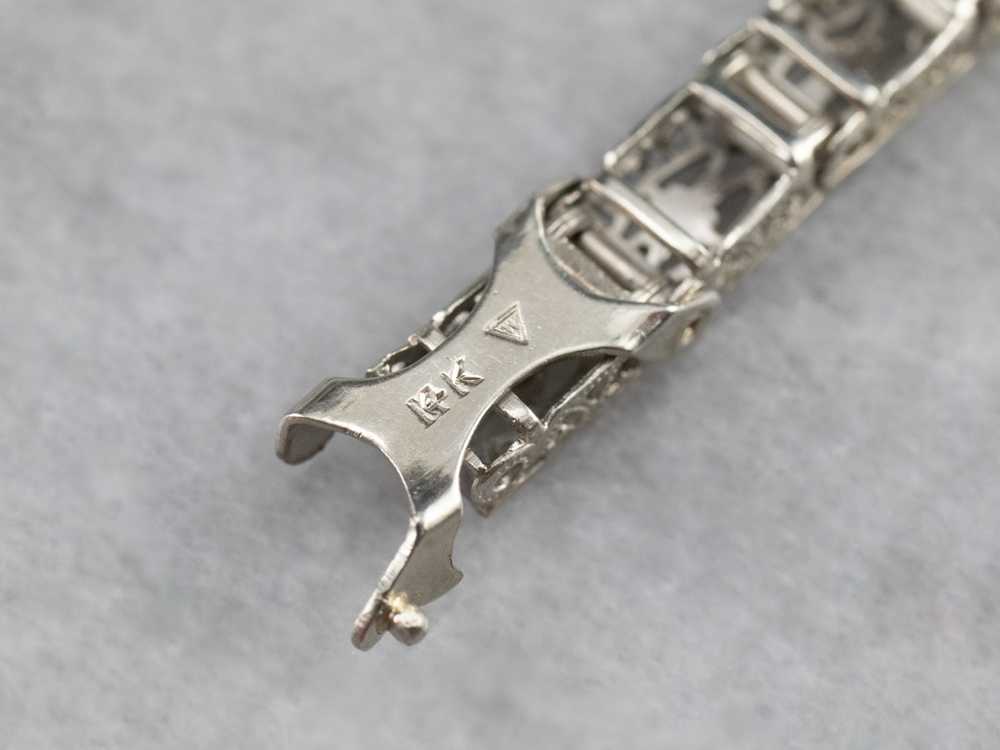 Art Deco Diamond Filigree Bow Link Bracelet - image 8