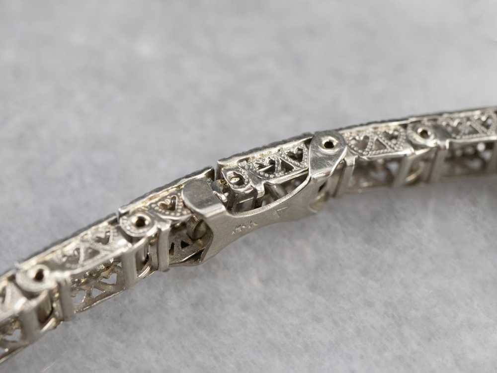 Art Deco Diamond Filigree Bow Link Bracelet - image 9