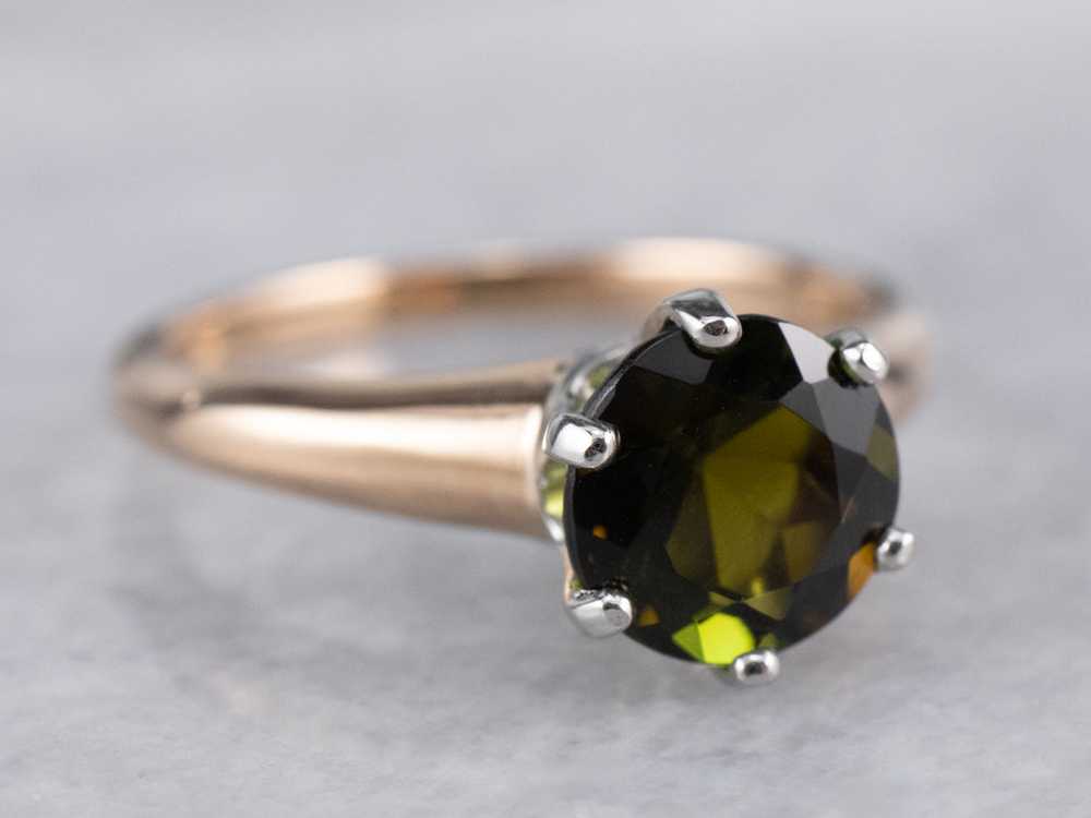 Green Tourmaline Solitaire Ring - image 1