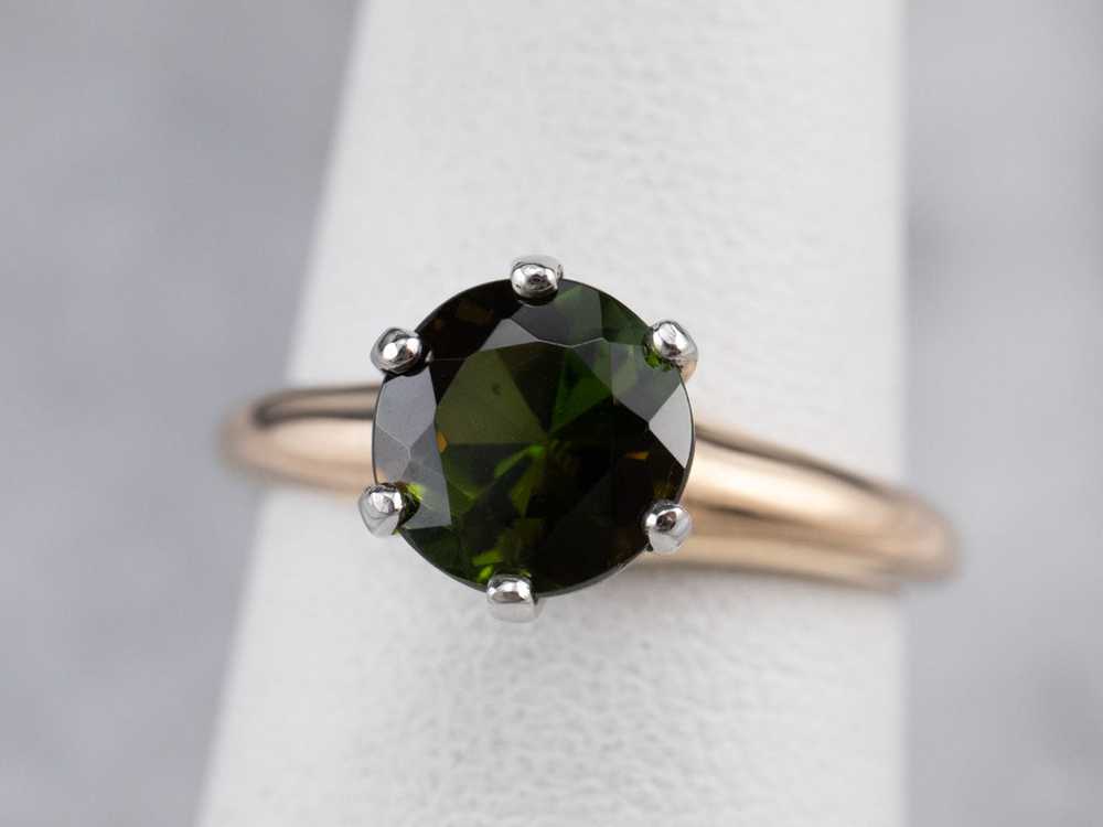 Green Tourmaline Solitaire Ring - image 6