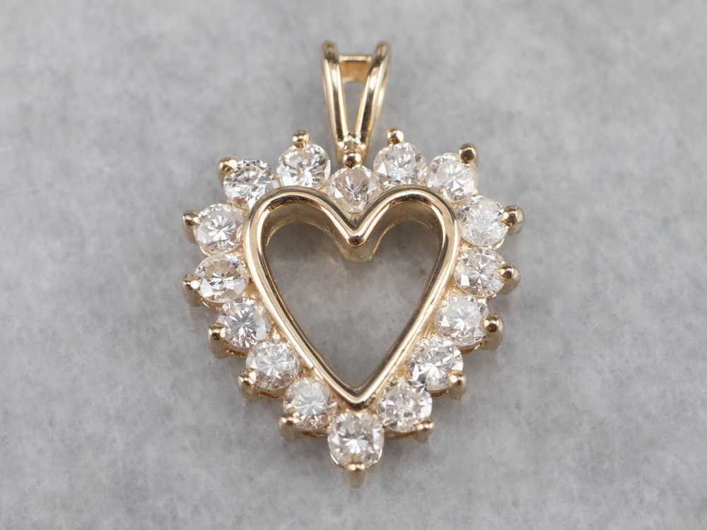 Diamond Heart Halo Pendant - image 1