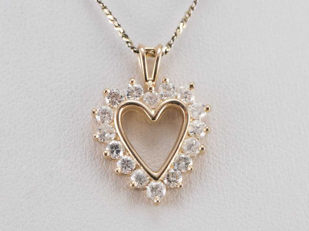 Diamond Heart Halo Pendant - image 8