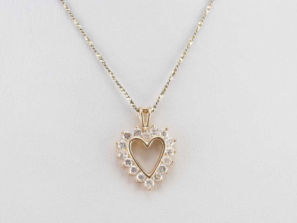 Diamond Heart Halo Pendant - image 9