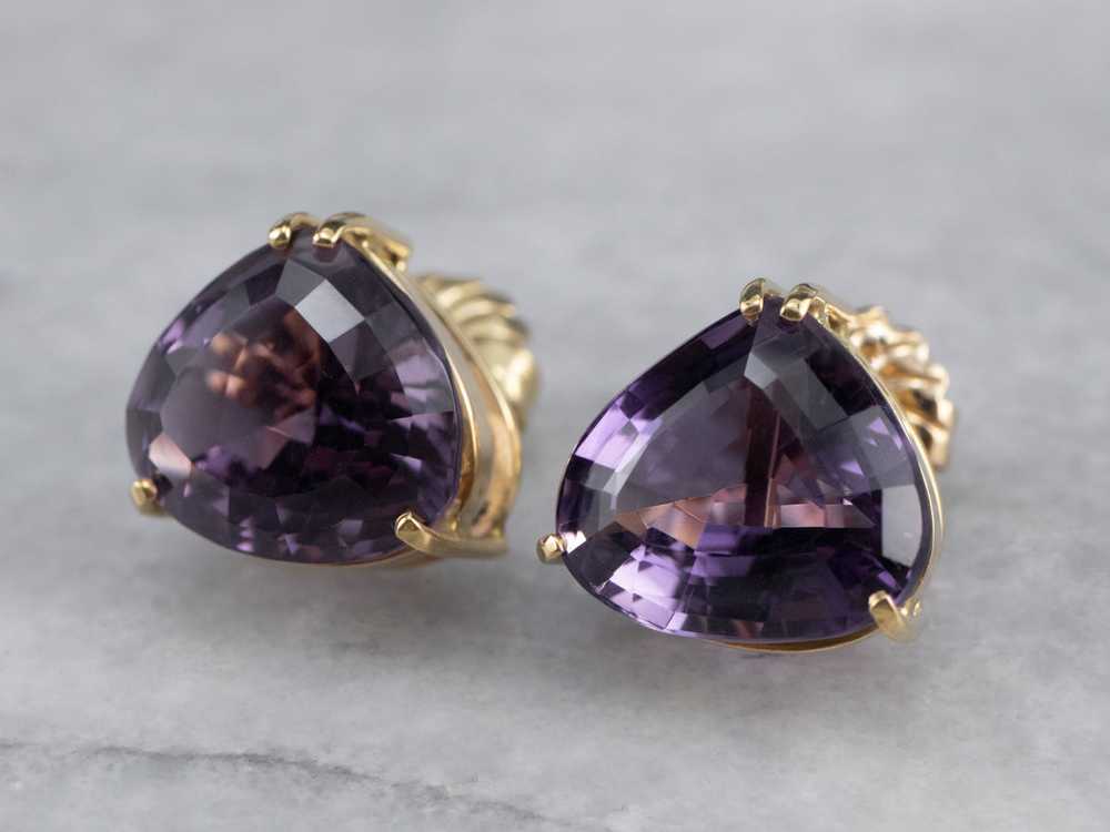 Amethyst Gold Statement Stud Earrings - image 1