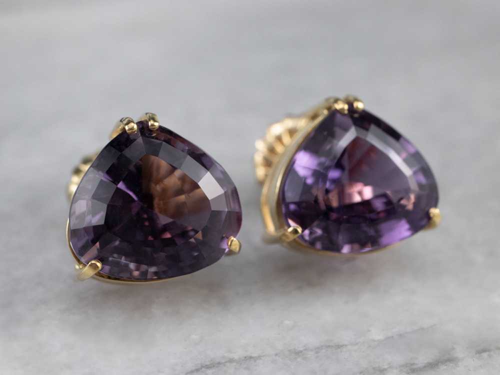 Amethyst Gold Statement Stud Earrings - image 4