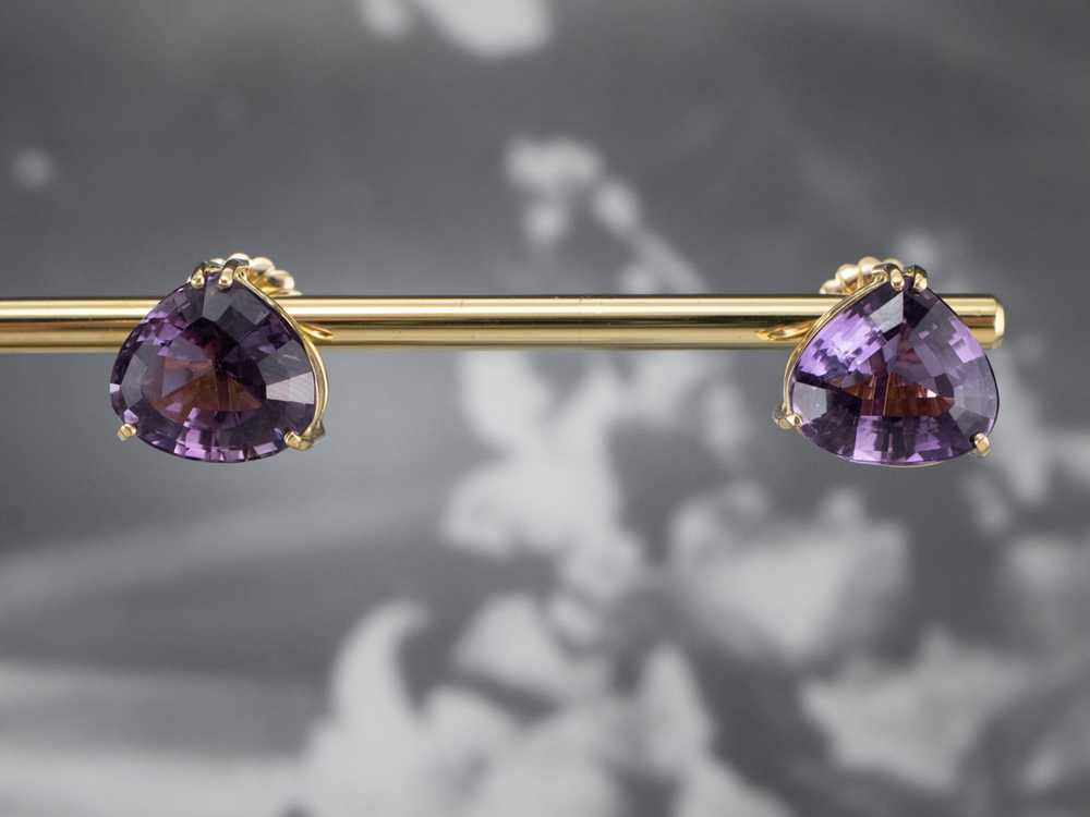 Amethyst Gold Statement Stud Earrings - image 8