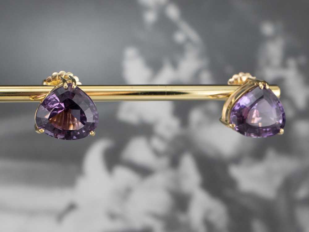 Amethyst Gold Statement Stud Earrings - image 9