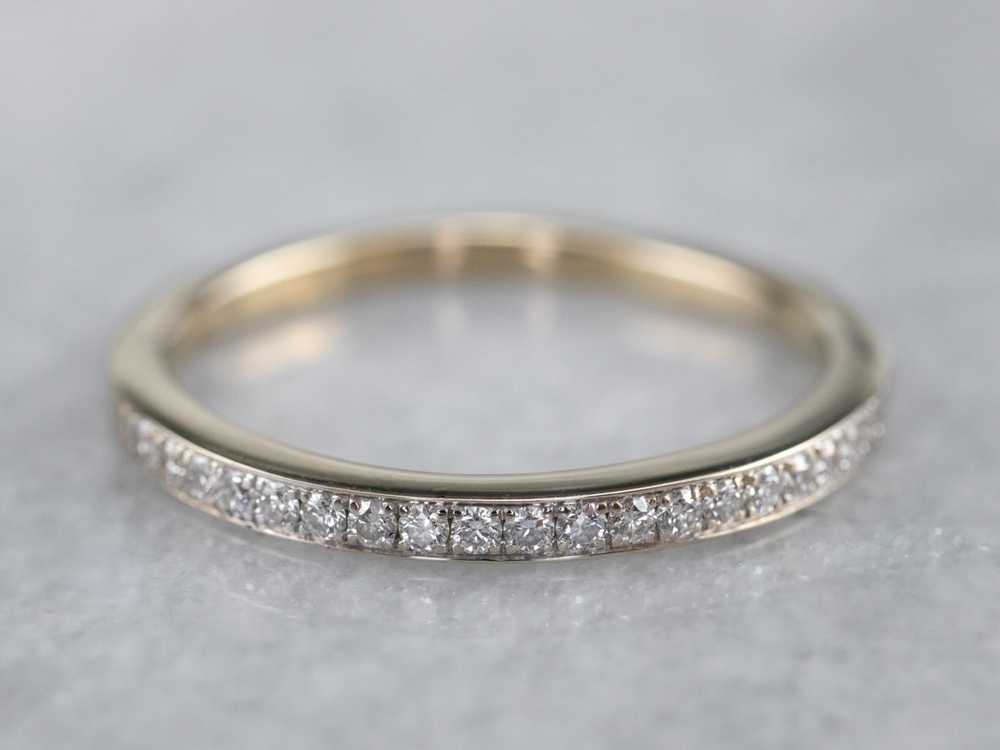 Thin Diamond 18K White Gold Wedding Band - image 1