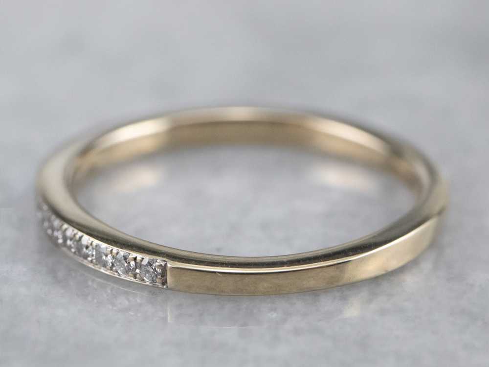 Thin Diamond 18K White Gold Wedding Band - image 5