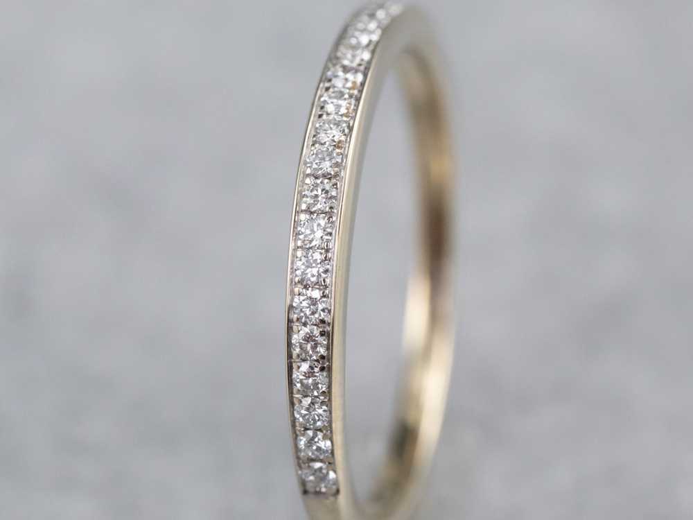 Thin Diamond 18K White Gold Wedding Band - image 6