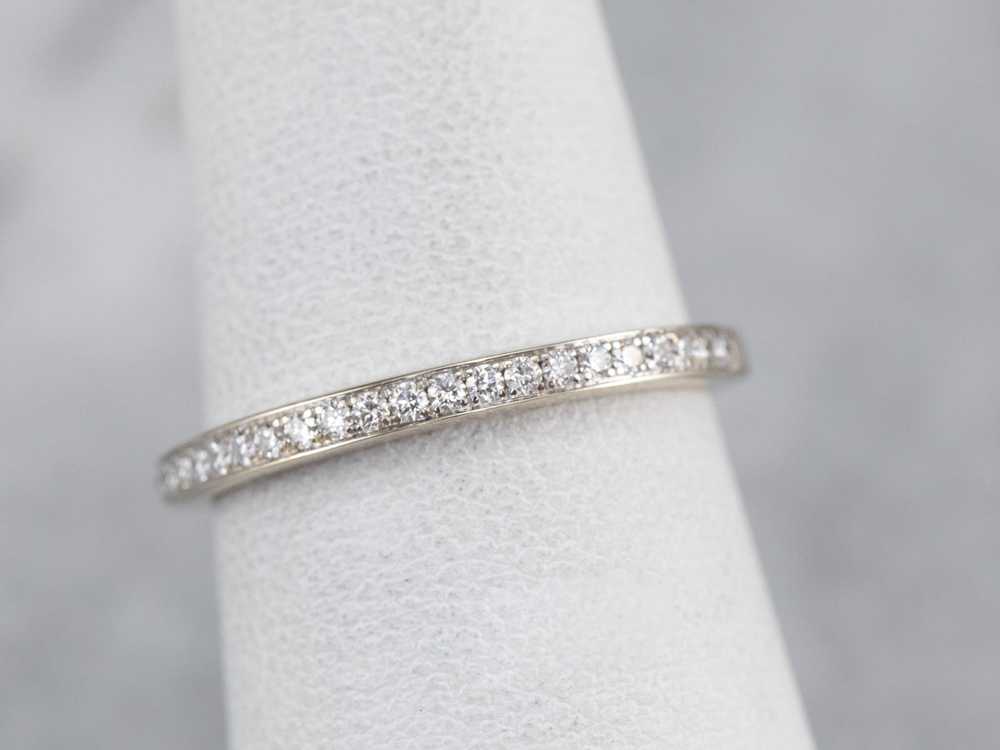 Thin Diamond 18K White Gold Wedding Band - image 7