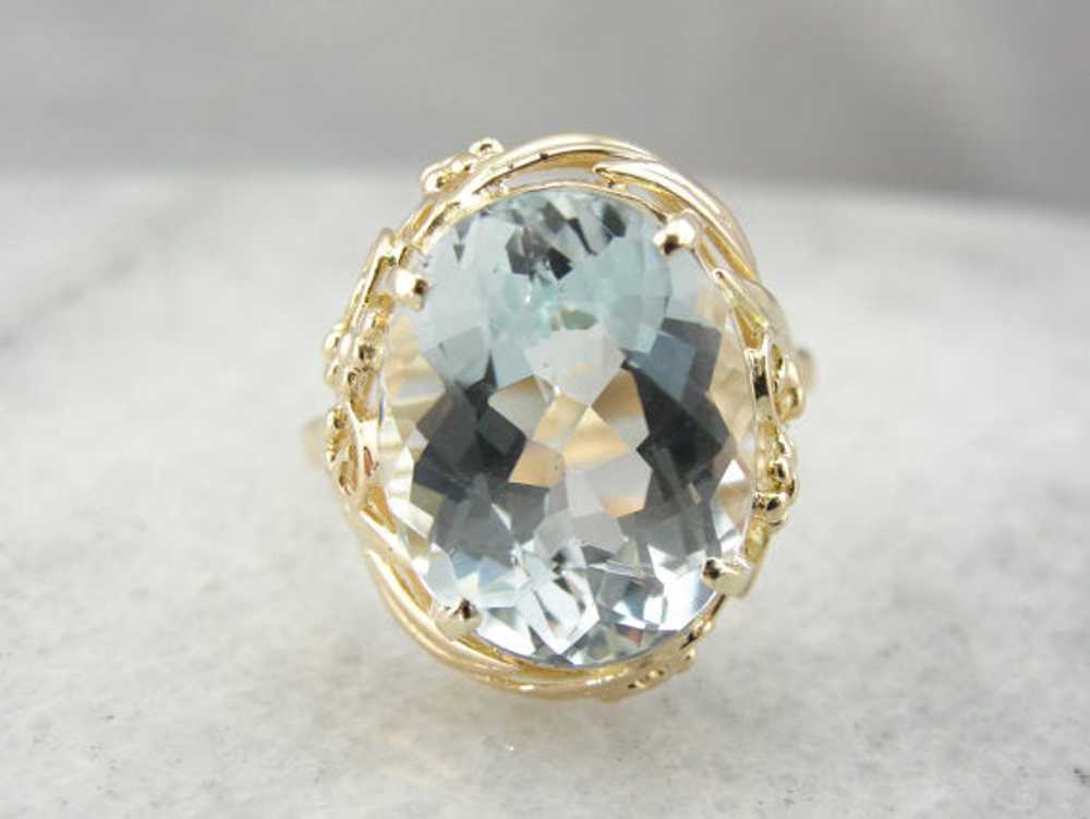 Filigree Surrounds a Lovely Natural Blue Topaz - image 2