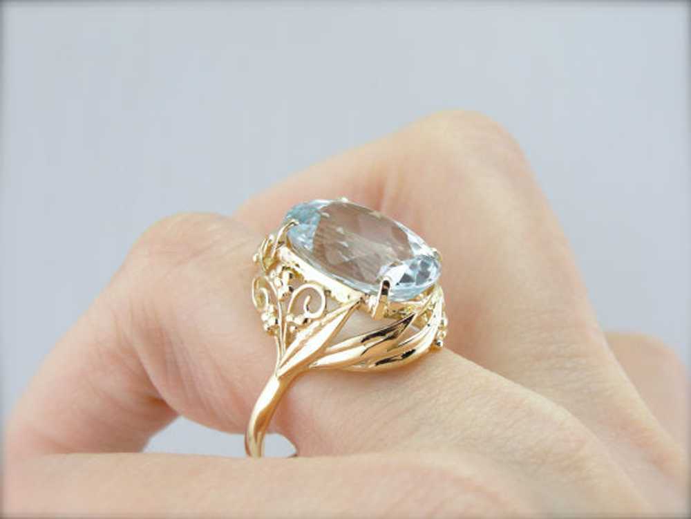 Filigree Surrounds a Lovely Natural Blue Topaz - image 4