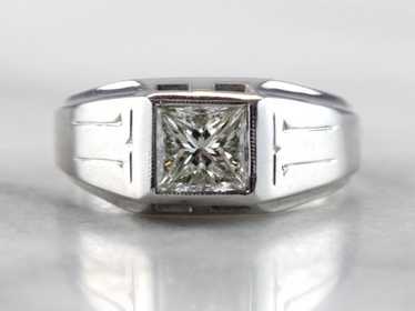 Vintage Diamond Ring with Crisp Lines in Fine Whi… - image 1