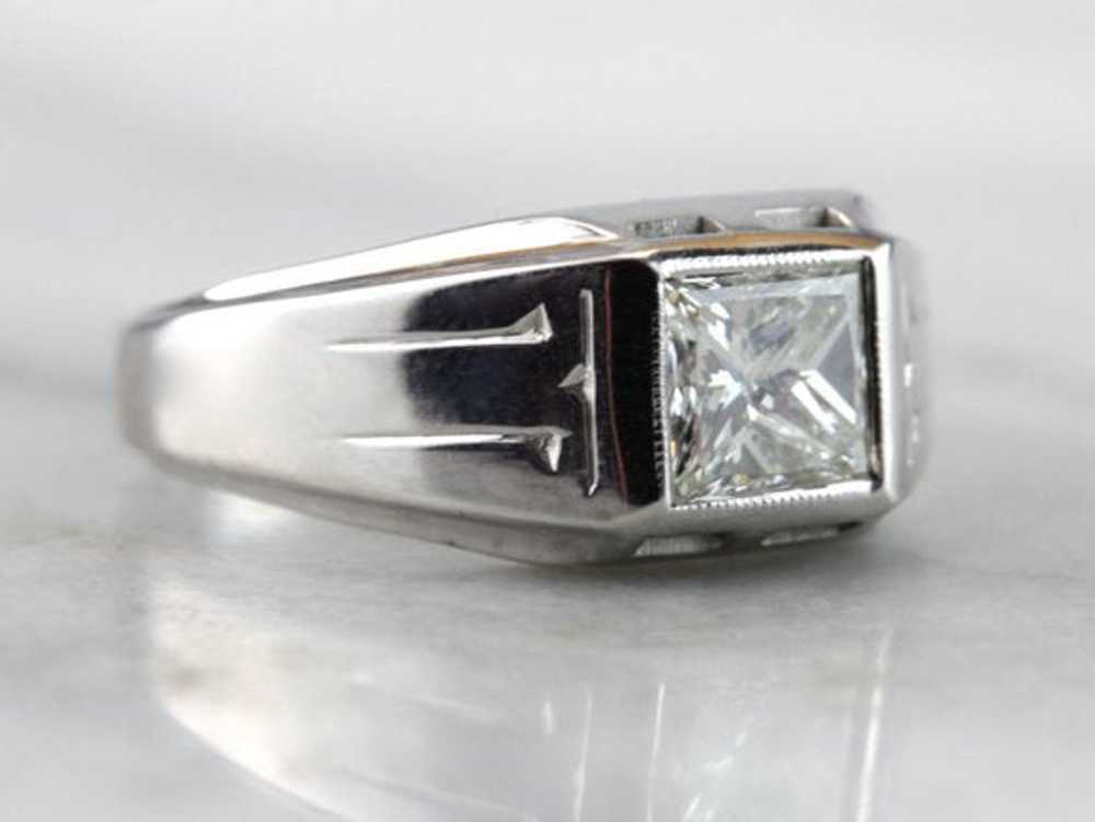 Vintage Diamond Ring with Crisp Lines in Fine Whi… - image 3